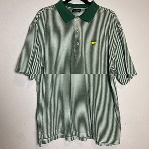 Clubhouse Collection Masters Green Stripe Golf Polo Shirt Mens Large Logo Preppy